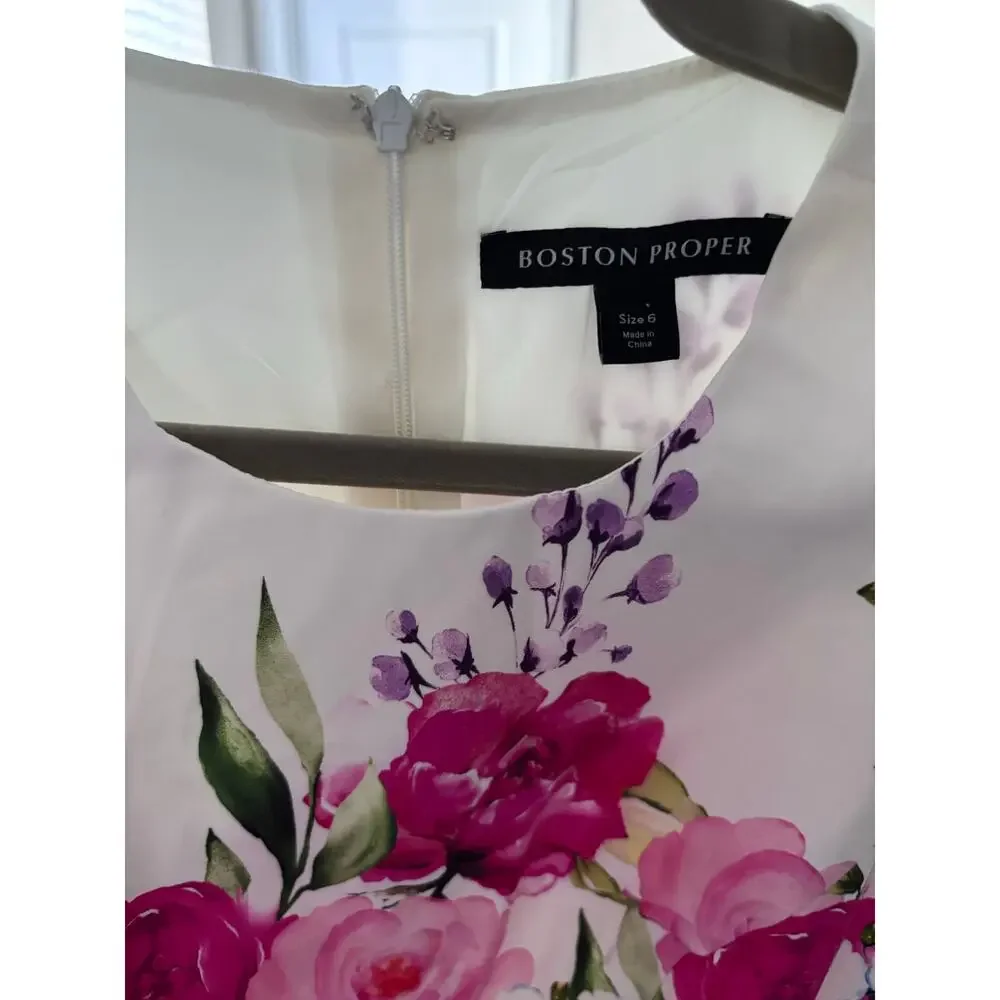 NWT Boston Proper Garden Party High Neck Floral Fit & Flare SZ 6 Preppy Southern - Picture 5 of 7